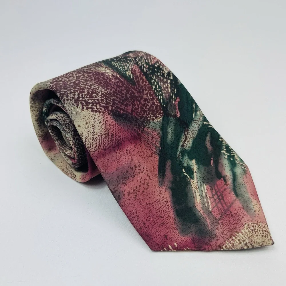 Vintage Principe‎ Tie Waterfloral Watercolor Floral Abstract Polyester 3.5
